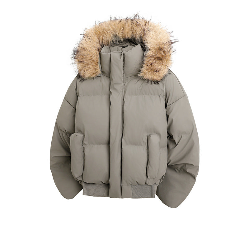Damen modische Steppjacke mit kuscheligem Kunstfellbesatz und praktischen Taschen EB