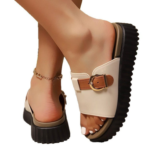 Damen komfortable Slides mit modischem Schnallen-Design EB