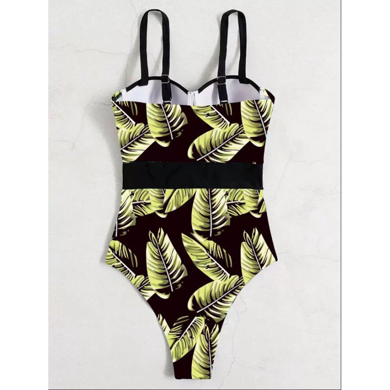 Damen Einteiler Badeanzug mit floralem Design und eleganter Silhouette EB