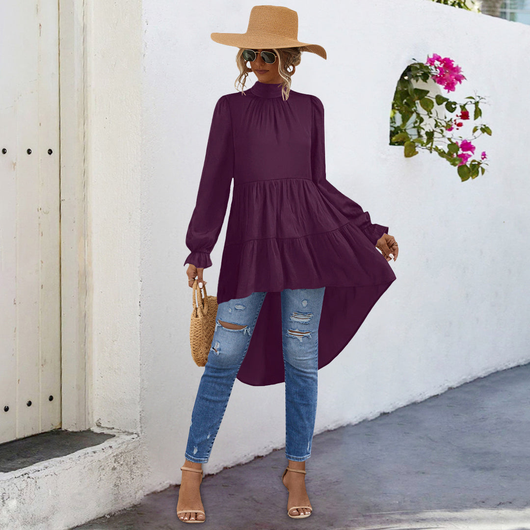 Damen Tunika mit gerafftem Design und asymmetrischem Saum EB
