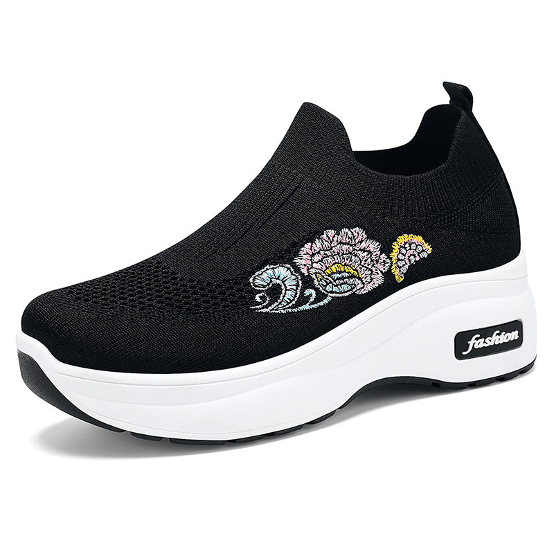 Damen Sportliche Stretch-Sneaker mit floraler Applikation und dämpfender Sohle EB