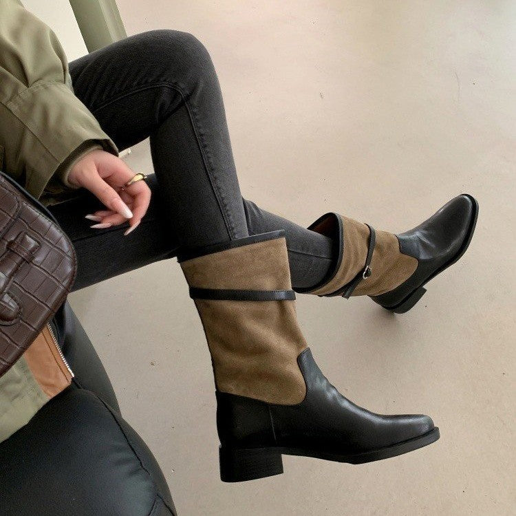 Damen modische Stiefel mit variabler Schaftbreite und bequemem Innenfutter EB