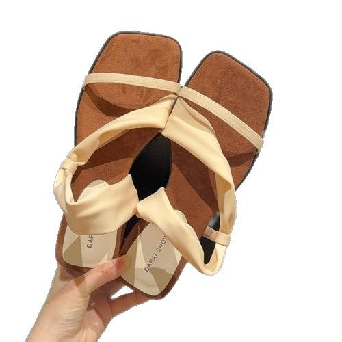 Damen elegante Zehentrenner-Pantoletten mit verstellbarem Riemen und rutschfester Sohle EB