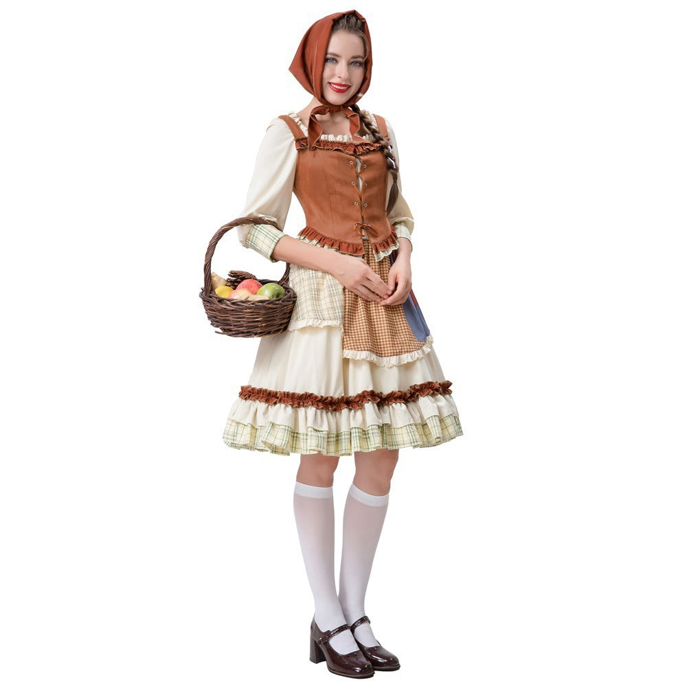 Damen historisches Trachtenkleid mit detailverliebt gestaltetem Oberteil und voluminösem Rock EB