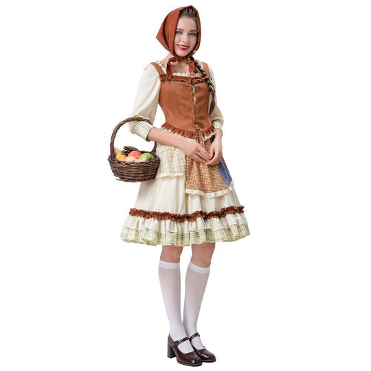 Damen historisches Trachtenkleid mit detailverliebt gestaltetem Oberteil und voluminösem Rock EB