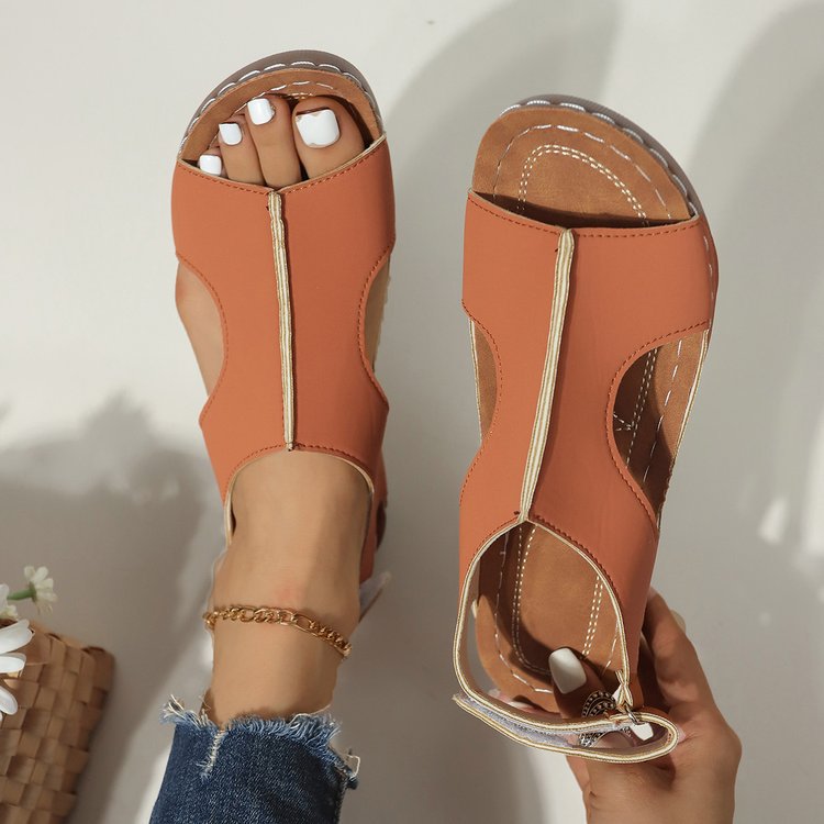 Damen komfortable Zehentrenner-Sandalen mit elegantem Riemendesign EB