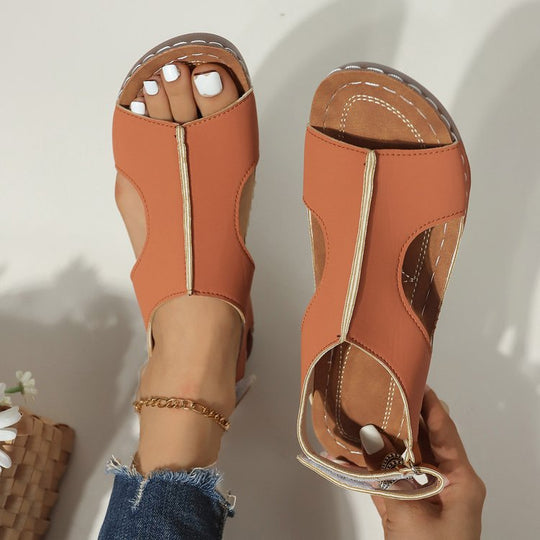 Damen komfortable Zehentrenner-Sandalen mit elegantem Riemendesign EB