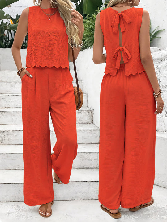Damen Lässiger Jumpsuit mit elegantem Rückenausschnitt und weitem Bein EB
