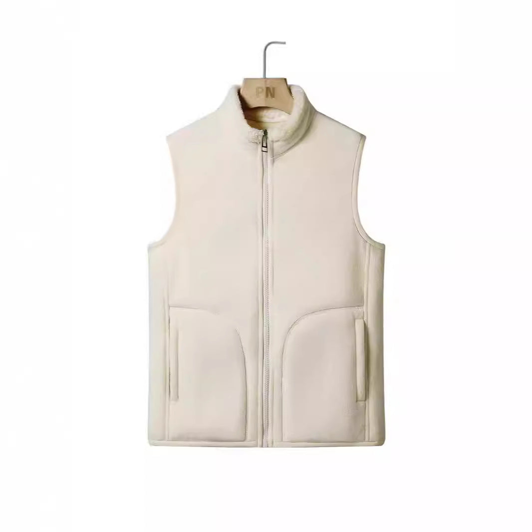 Damen kuschelige Sherpa-Fleeceweste mit hohem Stehkragen, durchgehendem Reißverschluss und verdeckten Eingrifftaschen EB