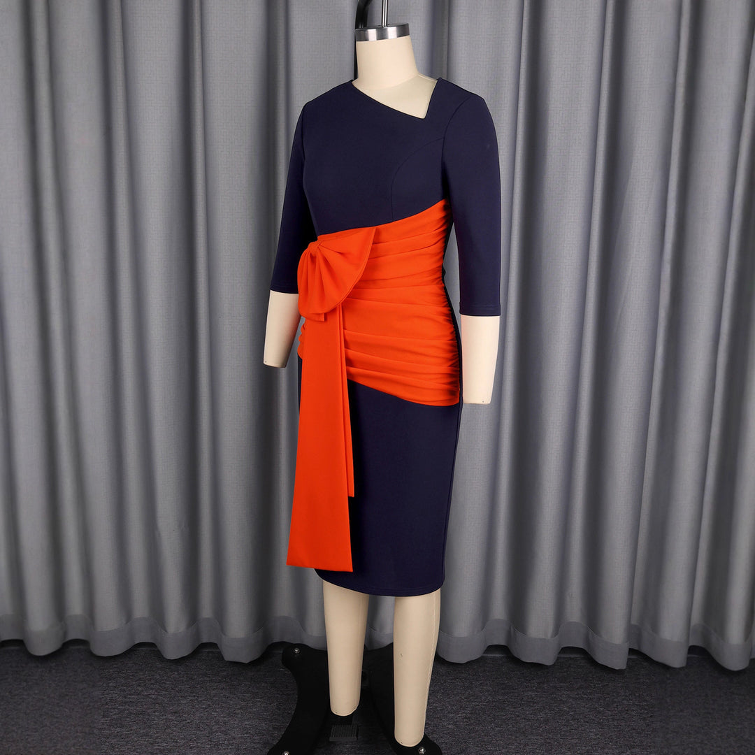 Damen Effortlessly Chic Kleid mit asymmetrischem Design und voluminösem Rüschenelement EB