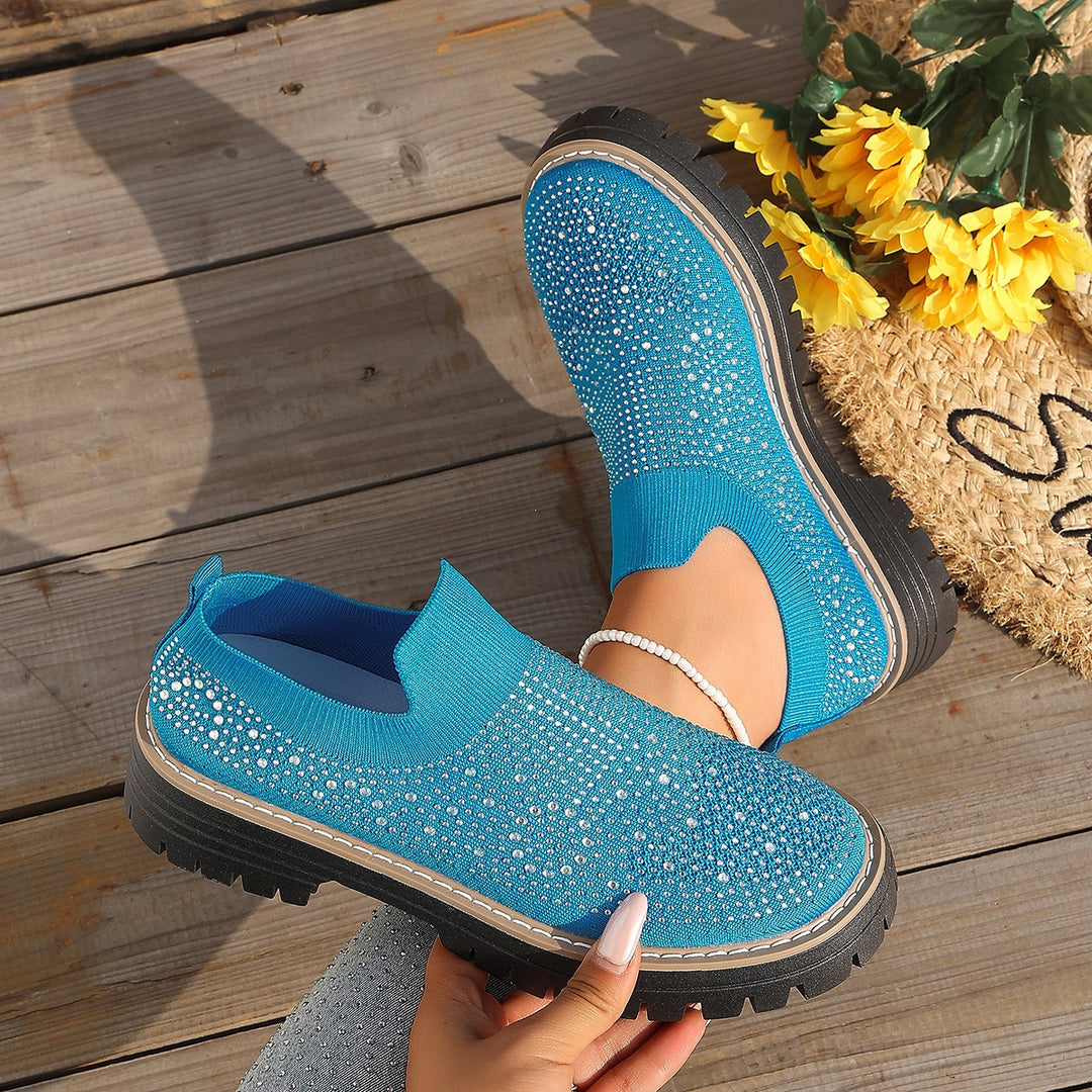Damen Glitzernde Slip-On Sneakers mit komfortablem Fußbett EB