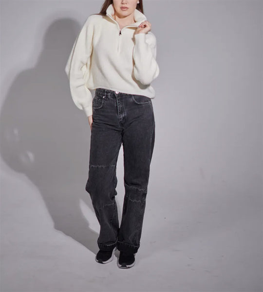 Damen Pullover mit hohem Kragen und Zip EB