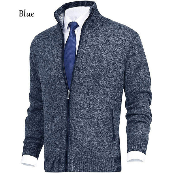 Herren nan Strickjacke mit Stehkragen und verdecktem Reißverschluss EB
