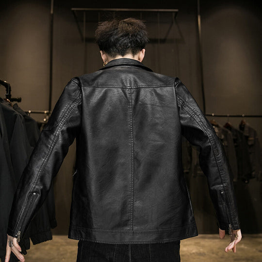 Herren lässige Kunstlederjacke EB