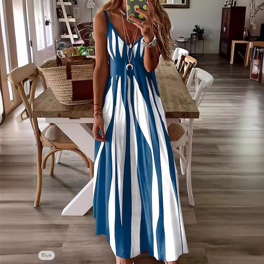 Damen Maxikleid mit modischem Streifendesign EB