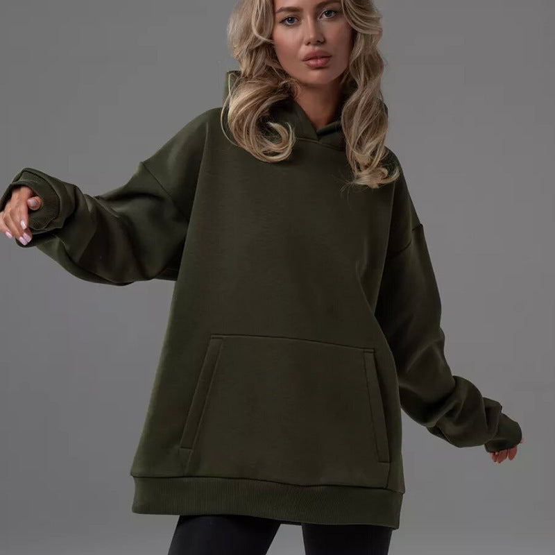 Damen Kuscheliger Oversized Hoodie mit Kängurutasche EB