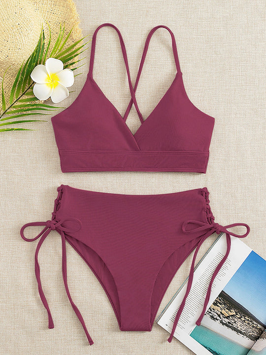 Damen Hochgeschnittener Bikini mit verstellbaren Trägern EB