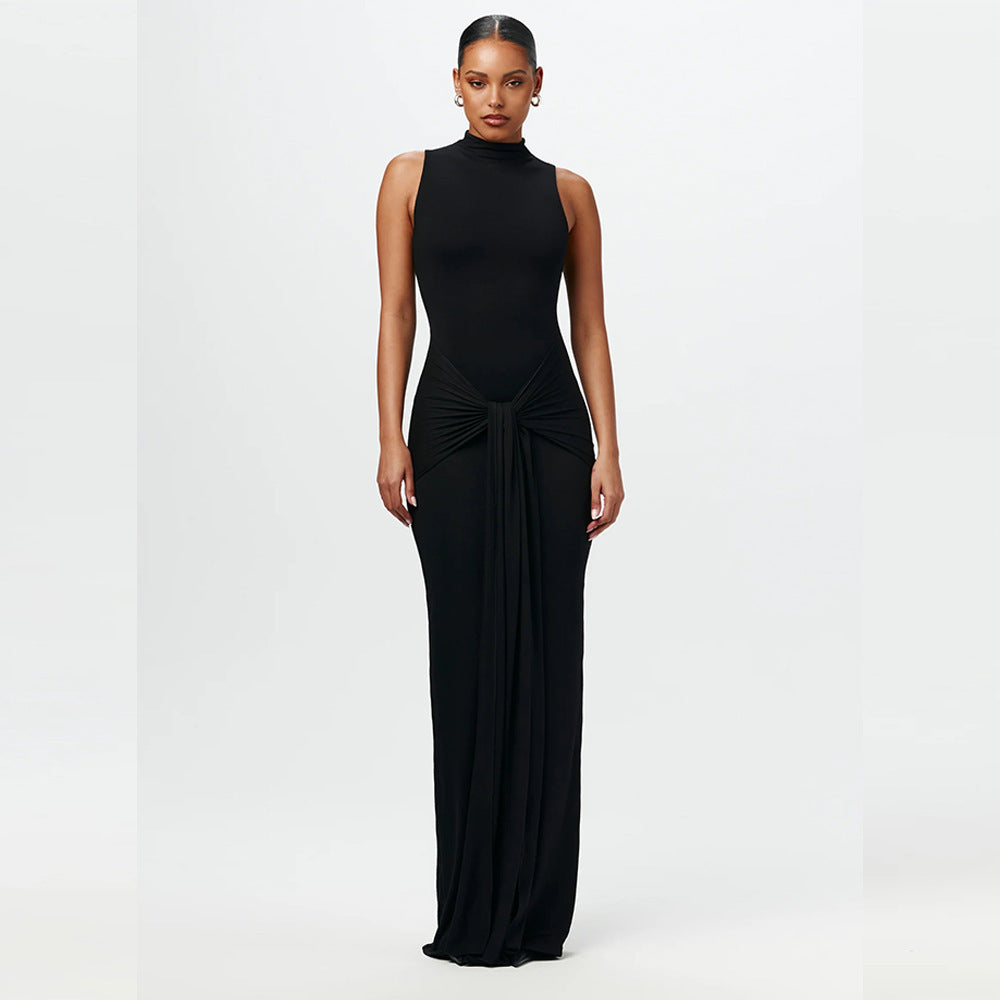 Damen Elegantes Maxikleid mit raffiniertem Knotendesign EB