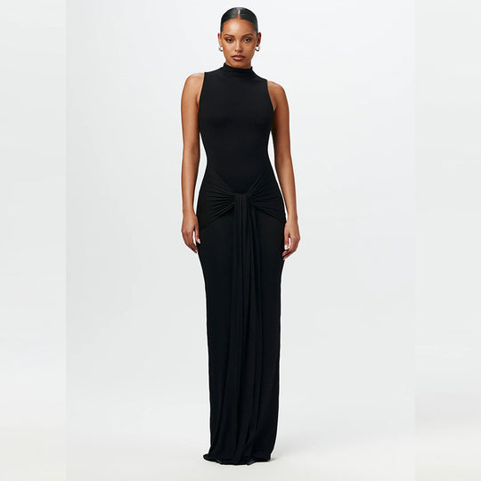 Damen Elegantes Maxikleid mit raffiniertem Knotendesign EB