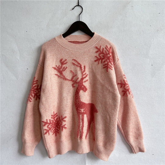 Damen Weihnachtspullover mit festlichem Rentierdesign und hochwertiger Strickqualität EB