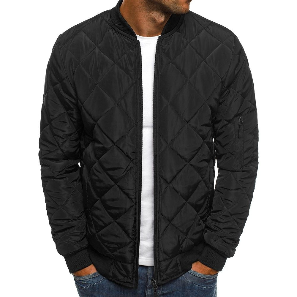 Herren nan leichte gesteppte Blousonjacke mit Diamantstepp, elastischen Rippbündchen und Ärmel-Reißverschlusstasche EB