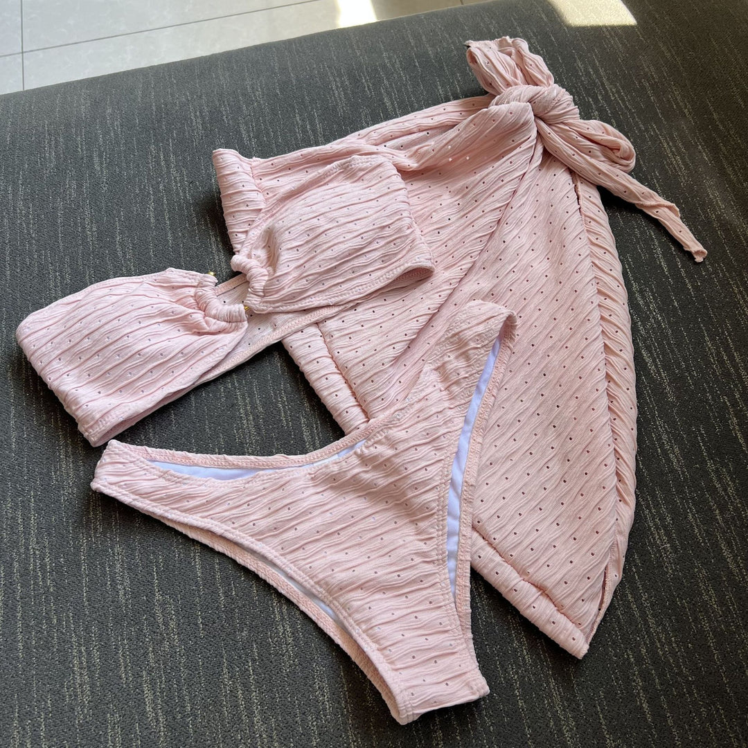 Damen Bandeau-Bikini mit elegantem Binde-Rock und raffinierten Details EB