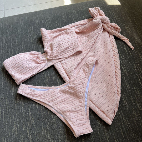 Damen Bandeau-Bikini mit elegantem Binde-Rock und raffinierten Details EB