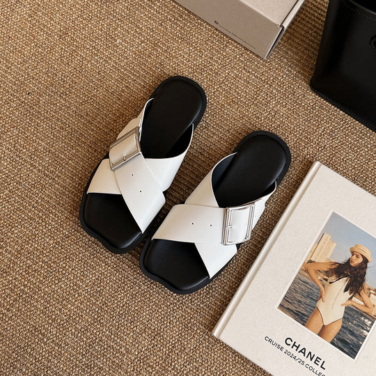Damen Komfortable Sandalen mit verstellbarem Riemen und eleganter Schnalle EB