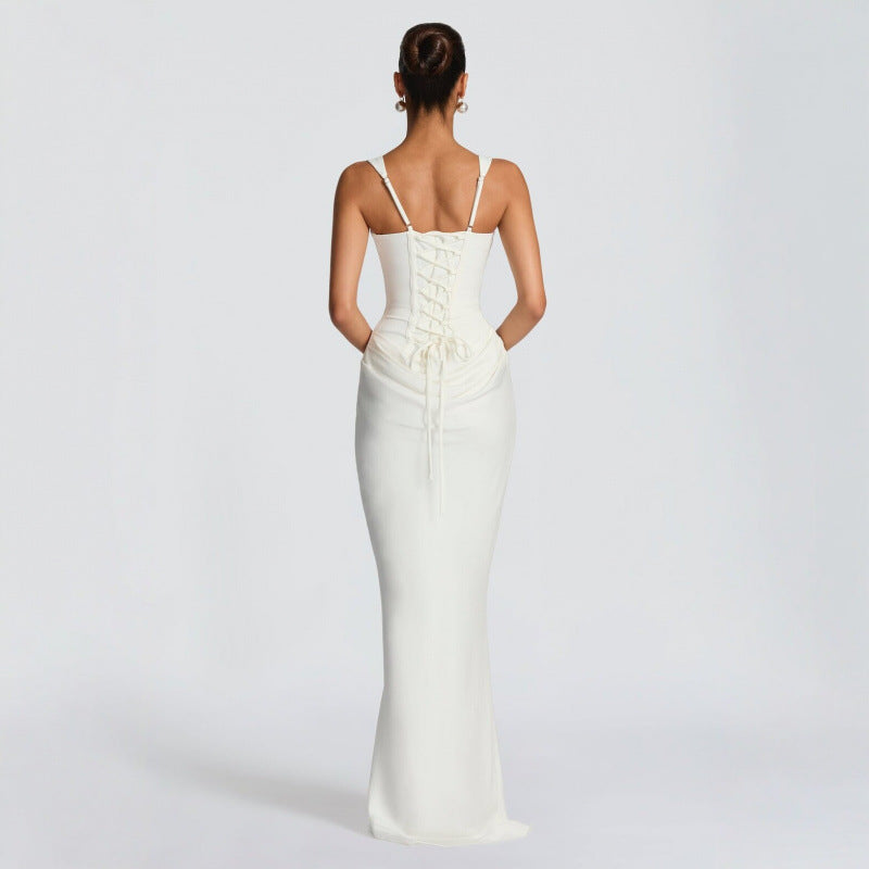 Damen Elegantes Maxi-Kleid mit raffinierten Drapierungen EB