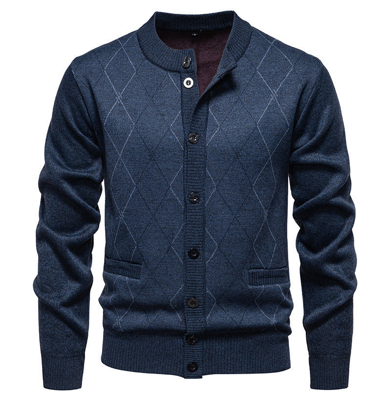 Herren stylische Strickjacke mit diamantförmigem Muster EB