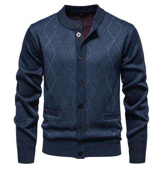 Herren stylische Strickjacke mit diamantförmigem Muster EB