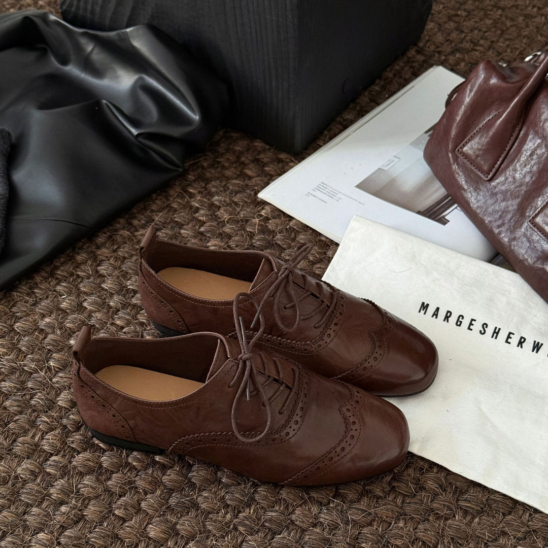 Damen Elegante Schnürschuhe mit modischem Lochmuster und hochwertigem Leder EB