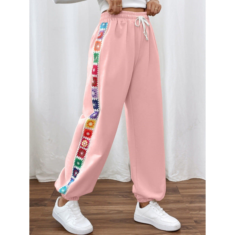 Damen Sportliche Freizeithose mit buntem Streifen EB