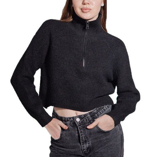 Damen Pullover mit hohem Kragen und Zip EB