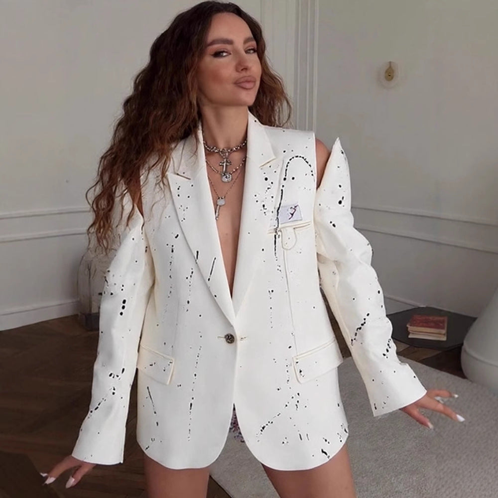 Damen Übergrößen Blazer mit kreativen Designelementen EB