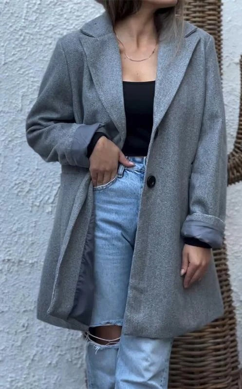 Damen Wollmantel mit eleganten Details EB