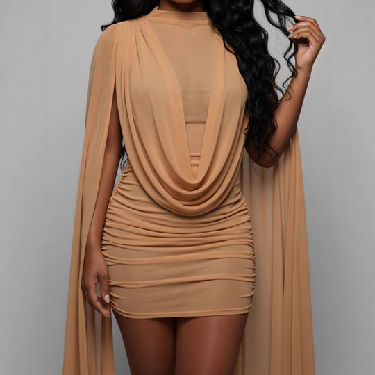 Damen Elegantes Wickelkleid mit fließendem Stoff und edlen Drapierungen EB