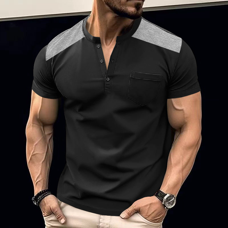 Herren Kurzarm-Henley-Shirt mit strukturiertem Design und praktischen Knöpfen EB