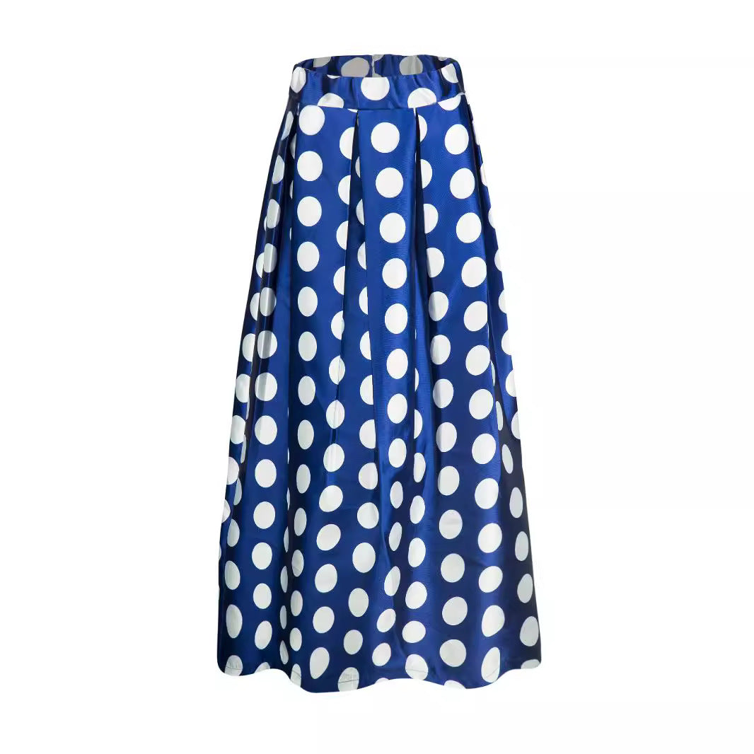 Damen Tellerrock mit großflächigem Polka-Dot-Muster EB