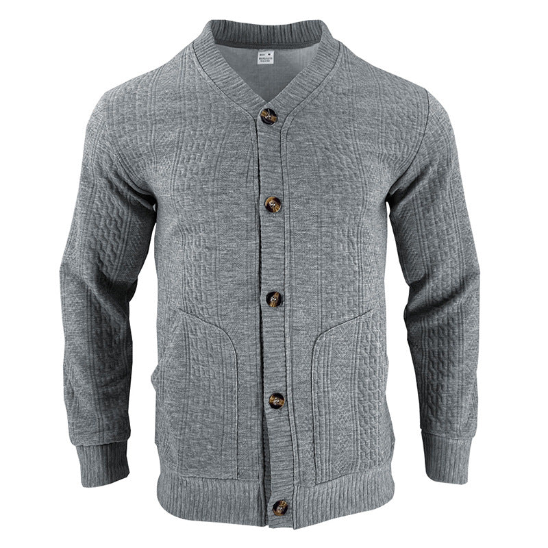 Herren Strickjacke mit hochwertigem Strukturmuster und modernen Knöpfen EB