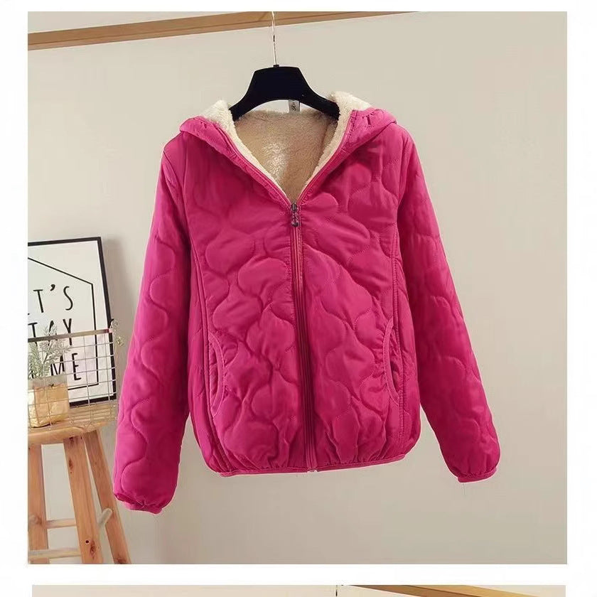 Damen gesteppte Winterjacke mit Kapuze EB