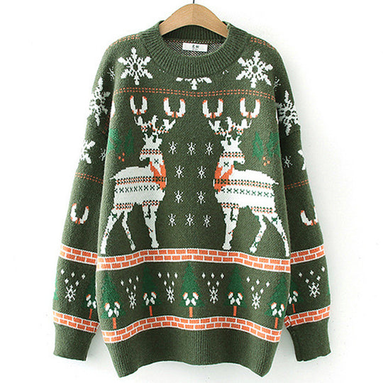 Damen Weihnachtspullover mit festlichem Rentierdesign und kuscheligem Material EB