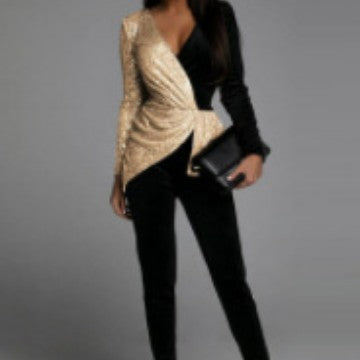 Damen Elegantes Jumpsuit mit schimmernden Akzenten und taillierter Silhouette EB