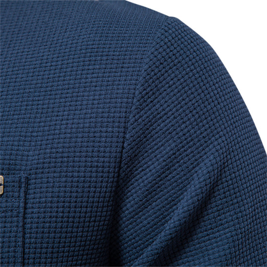 Herren Langarmshirt mit modularem Waffelstruktur und praktischer Brusttasche EB