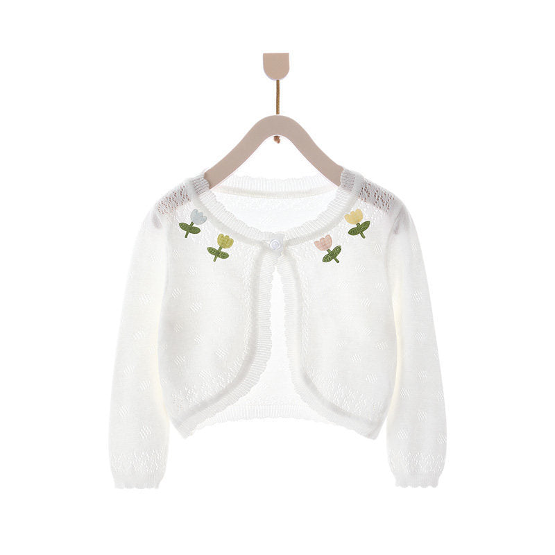 Mädchen's nan zarte Spitzenstrick kurzer Bolero-Cardigan EB
