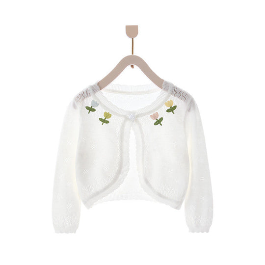 Mädchen's nan zarte Spitzenstrick kurzer Bolero-Cardigan EB