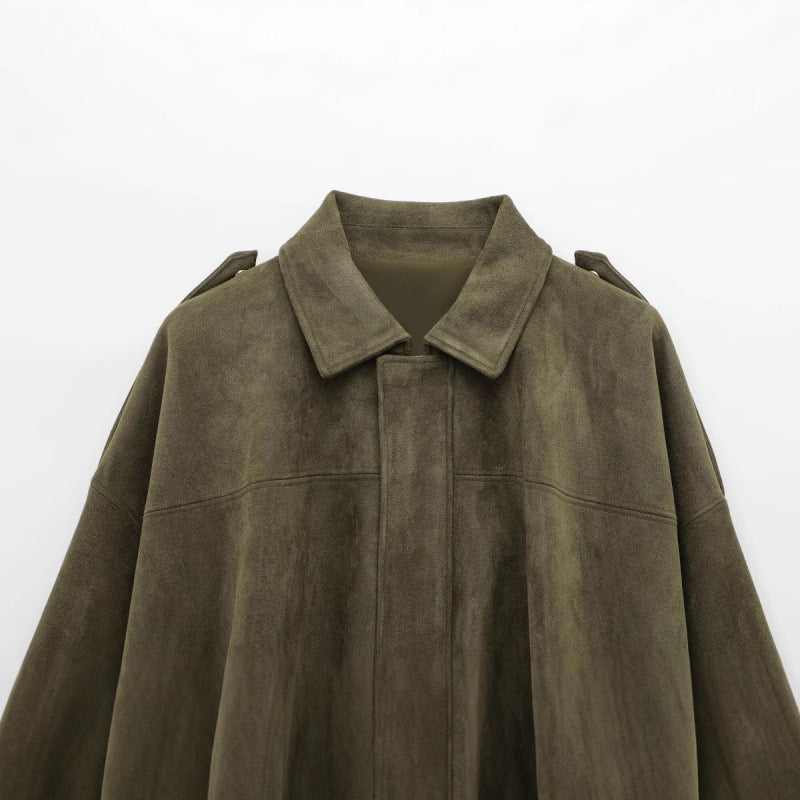 Damen Oversized Jacke aus Kunstleder mit Gummizug EB