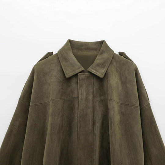 Damen Oversized Jacke aus Kunstleder mit Gummizug EB
