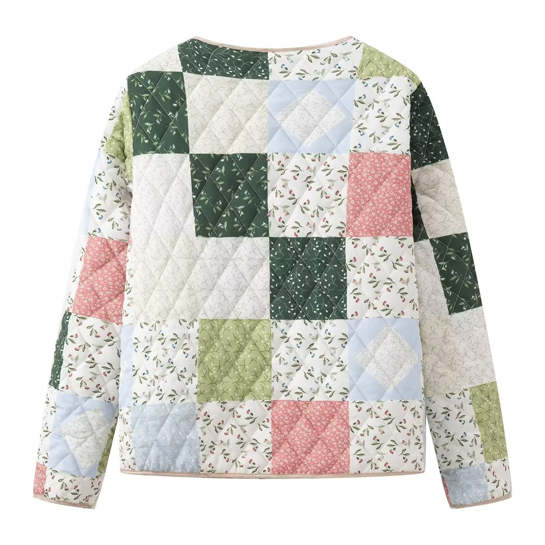 Damen gesteppte Patchwork-Jacke mit praktischen Taschen EB
