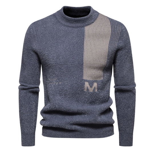 Herren Hochwertiger Strickpullover mit modernem Stehkragen und strukturiertem Design EB